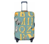 Bkdogkt Zoo Alphabet Animal Print Fashionable Suitcase Cover Personalized Luggage Protector for Travel and Business, Black, Small