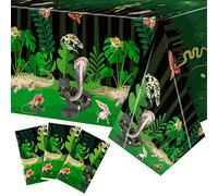 BkeeCten 3Pack Reptile Swamp Party Tablecloth Disposable Wildlife Lizard Snake Rectangle Tablecover Alligator Turtle Jungle Animal Plastic Table Cloth Decoration for Reptile Birthday Supply 54” x 108”