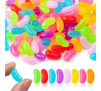 BkeeCten 50pcs Miniature Fake Jelly Beans Easter Decor, Mixed Colors Fake Candy Resin Charms, Cute Simulated Jelly Beans for Easter Egg Hunt Activity Spring Craft Supply Basket Decoration-0.6" x 0.3"