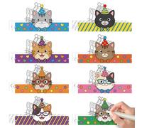 BkeeCten 72Pcs Happy Birthday Cake Coloring Crowns