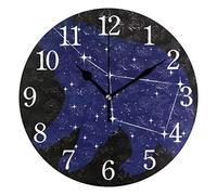 BKEOY Vintage Painting Surface Wall Clocks Ursa Major Constellation Clock Silent Non Ticking Home Decor