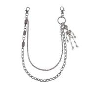 BKEPDY Belt Double Gothic Style Chain Belt Skull Pendant Trouser Chain Trendy Punk Style for Various Occasions, Einheitsgröße, Non-Precious Metal, No Gemstone