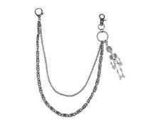 BKEPDY Belt Double Layer Skull Pendant Gothic Chain Retro Trousers Fashion Accessories for Everyday Parties Dates, Taglia unica, Non-Precious Metal, No Gemstone