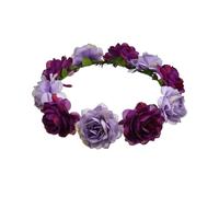 BKEPDY Crown Flowers Hair Band Floral Garland Purple Rose Accessory Elegant Hairstyle Ceremony Wedding Decoration for Female Hair