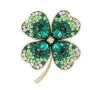 BKEPDY Women's Lucky Charm Brooch Four Leaf Clover Elegant Brooch with Rhinestones Fashion Accessories for Everyday Leisure and Business