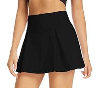 BKEPDY Women's Tennis Skirt Active Athletic Skort Lightweight Running Skirt Golf Skorts Pleated Inner Shorts for Running Golf Tennis Workout Casual Fake Two Piece Trouser Skirt (Black M)
