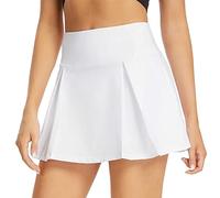BKEPDY Women's Tennis Skirt Active Athletic Skort Lightweight Running Skirt Golf Skorts Pleated Inner Shorts for Running Golf Tennis Workout Casual (White M)