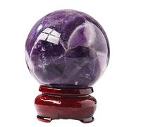 BKGWCSOR 55-70mm Dream Amethyst Crystal Quartz Sphere with Wood Stand Stone Ball Divination, Ball-55~60mm