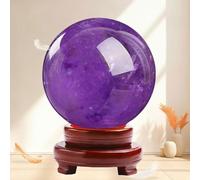 BKGWCSOR Amethyst Ball, Crystal, with Stand Purple Power Stone for, Scrying, Feng Shui, Home Decor,90mm