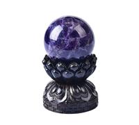 BKGWCSOR Amethyst Crystal Ball Crystals Sphere Gemstone Specimenwith Wooden Stand for, Feng Shui, Home Decor,8cm/3.1in