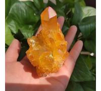 BKGWCSOR Beautiful 1pcs Yellow Flame Aura Quartz Crystal Cluster