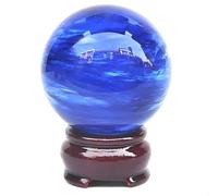 BKGWCSOR Beautiful Blue Clear Smelt Quartz Crystal Ball with Stand for, Divination Sphere, Home Decoration, Fengshui,Photography Prop,7cm