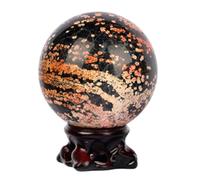 BKGWCSOR Black and Red Leopard Print Crystal Sphere Ball with Decoative Stand for, Home Office Decoration, Gift,70~75mm