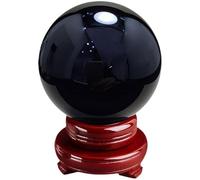 BKGWCSOR Black Obsidian Crystal Ball with Stand Small Stone Sphere Scrying Divination Witchcraft Supplies Wiccan Gifts Spiritual,3.14in