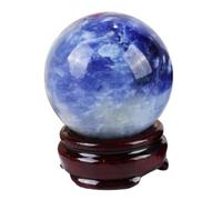 BKGWCSOR Blue and White Crystal Ball Ornaments Agate Raw Stone Feng Shui Sphere Round Luck Desk Decor Gift,60~65mm