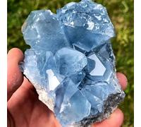 BKGWCSOR Celestite Crystal Cluster, Irregular Blue Celestine Geode Rough Stone Ore Specimens for Home Decor,200~300g