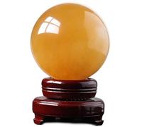 BKGWCSOR Citrine Crystal Sphere Ball Yellow Quartz Gemstones Sculpture Figurine Ornament for Feng Shui Decorative Divination,3.2" Dia