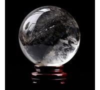 BKGWCSOR Clear Quartz Crystal Ball, White Sphere Gemstones Balls for Feng Shui, Office Desk, Home Decor and Wealth Manifestation,10cm