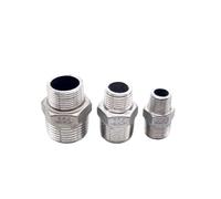 BKGWCSOR Coupling, Stainless Steel Hex Nipple,Hex Nipple Union 304 Stainless Steel Pipe Fitting Connector Water Oil 1/8" 3/8" 1/2" 1" 1-1/2" BSP Male to Male Thread(DN20 to DN15)