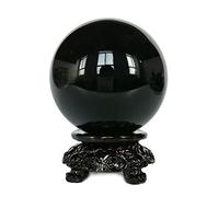 BKGWCSOR Crystal Ball Obsidian Office Auspicious Feng Shui Stone Polished Gift Decoration (9cm)