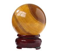 BKGWCSOR Crystal Ball with Stand, Yellow Fluorite Quartz Sphere, Decorative for Home Decor, Divination, Magic, Fortune Telling,50-55mm