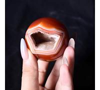 BKGWCSOR Crystal Red Twisted Agate Geode Ball Raw Stone Polished Home Decoration Ornaments,4~5cm