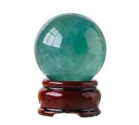 BKGWCSOR Decorative Ball Crystals Sphere Green Fluorite Polished Divination 30-50mm Crystal with Wood Stand for, Ball-40~50mm