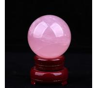 BKGWCSOR Decorative Rose Quartz Crystal Stone Ball Figurines Ornament Rock Sphere Home Office Decor Gift Prop with Stand,14cm