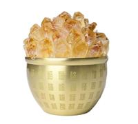 BKGWCSOR Feng Shui Brass Bowl, Crystal Cluster Stones,Golden Prayer for Prosperity & Luck, Home Office Desk Decoration,B