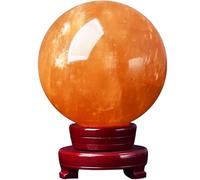 BKGWCSOR Feng Shui Citrine Crystal Sphere Ball, Transparent Quartz with Holder for Home Decor Housewarming and Festive Display,40mm