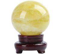 BKGWCSOR Feng Shui Citrine Crystal Sphere Ball Transparent Quartz with Holder for Wealth 50-200mm for Divination,150mm