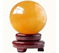 BKGWCSOR Feng Shui Citrine Crystal Sphere Ball, Transparent Quartz with Holder for Wealth32-150mm for Divination,130mm