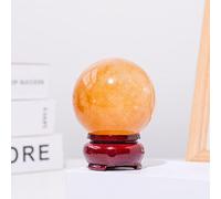 BKGWCSOR Fluorite Ball Sphere and Quartz Hand Crystal Home Feng Shui Decoration Accessory Stone,Yellow Iceland-5cm