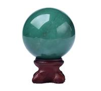 BKGWCSOR Green Crystal Sphere Quartz Gemstone Ball Sculpture Figurine with Wooden Stand for Witchcraft, Fengshui, Aura Home Desk Decor,70~80mm