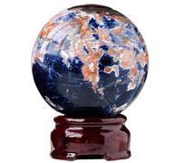 BKGWCSOR Home Decoration Crystal Ball Blue Sodalite Stone Sun Symbiotic Witchcraft Decor Feng Shui Gifts,5.5~6cm