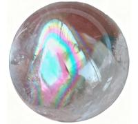 BKGWCSOR Rainbow Fluorite Gemstone Sphere Crystal Quartz Ball White with Light Sculpture Figurine Fengshui Decor for Divination,70mm