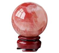 BKGWCSOR Red Calcite Crystal Ball with Stand,Real Quartz Sphere for Decoration, Polished Divination Stone for Feng Shui Home Office,4~5cm