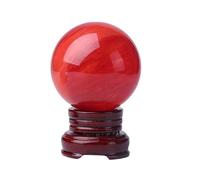 BKGWCSOR Red Crystal Ball, Crystals Stones Gemstone Smelt Quartz Divination Sphere with Wooden Stand for Balance/Yoga/Home/Office FengShui Decoration,15cm