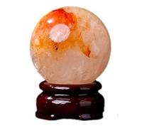 BKGWCSOR Red Gum Flower Crystal Ball Polished Divination Gemstone with Stand, Specimens Home Office Decoration Gift,40~45mm