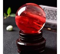 BKGWCSOR Red Smelt Quartz Crystal Ball with Stand Gemstone for Balance Feng Shui Divination Sphere Home Decoration Gift,20cm