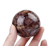 BKGWCSOR Red Sunstone Sphere Crystal Ball Crystals Gemstone Sculpture Figurine with Wooden Stand for Home Decor Divination Feng Shui,60~70mm