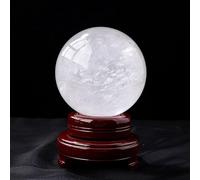 BKGWCSOR Rock Crystal Ball Gemstone Home Decoration Stone Sphere with Wood Stand,White,40mm