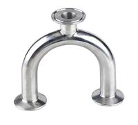 BKGWCSOR Stainless Steel Cast Pipe Fitting, 1PCS 3/4”1-1/2”2”Pipe OD 19mm/38mm/51mm U Shape 3 Way 304 Stainless Steel Ferrule OD 1.5”2”Pipe Fittings Tri Clamp(19mm x Ferrule 5