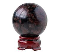 BKGWCSOR Stone Sphere Red Garnet Crystal Ball with Stand Gemstone Decorative for Home Decor Collectible,Scrying, Gifts,Feng Shui,55~60mm
