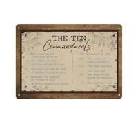 BKGWCSOR The 10 Commandments Metal Sign Retro Religious Decor Gods Rules Tin Plaque for Office Desk Classroom Inspirational Art 8 X 12 inch