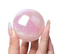 BKGWCSOR Titanium Coated Crystal Ball, Rose Quartz Sphere,Round Collection for Home Office Display Decorations,60~70mm