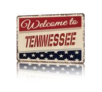 BKGWCSOR Vintage Metal Sign Welcome To Tennessee Rustic Aluminum Decor For Home Living Room Man Cave Music City Travel Lover Wall Hanging Present 8 X 12 inch