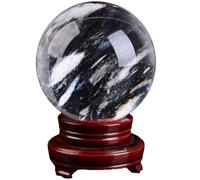 BKGWCSOR White Clear Quartz Crystal Ball, Photography Prop for Magical Shots Elegant Home Party Decor with Stand Semi-Precious, Jade,50mm