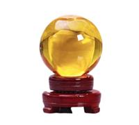 BKGWCSOR White Transparent Crystal Ball Ornaments can Rotate Yellow Glass Purple Powder Blue Living Room Office Fortune Decorations,Yellow-80mm