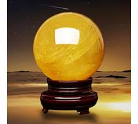 BKGWCSOR Yellow Citrine Crystal Sphere Ball Crystals Stone with Stand Feng Shui Tabletop Sculpture Ornaments Implication Wealth and Success, ball-10cm